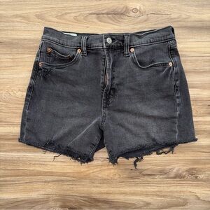 GAP High Rise Black Denim Stride Shorts